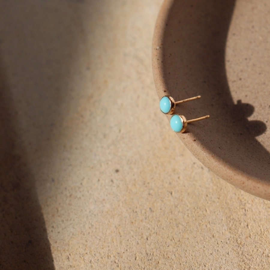Turquoise Stud Earrings - Gold Fill