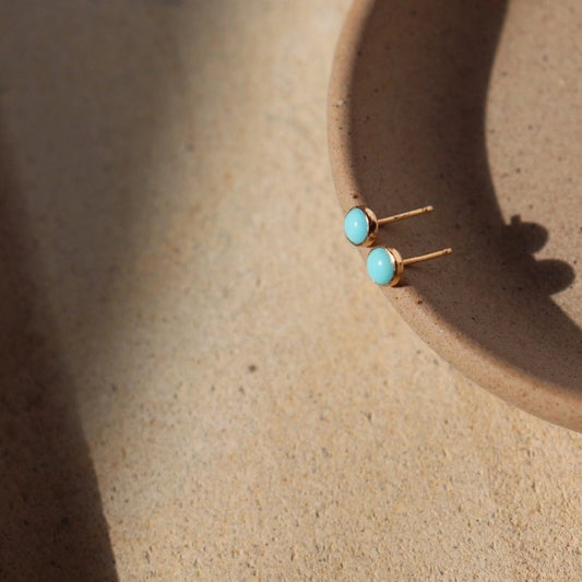 Turquoise Stud Earrings - Gold Fill