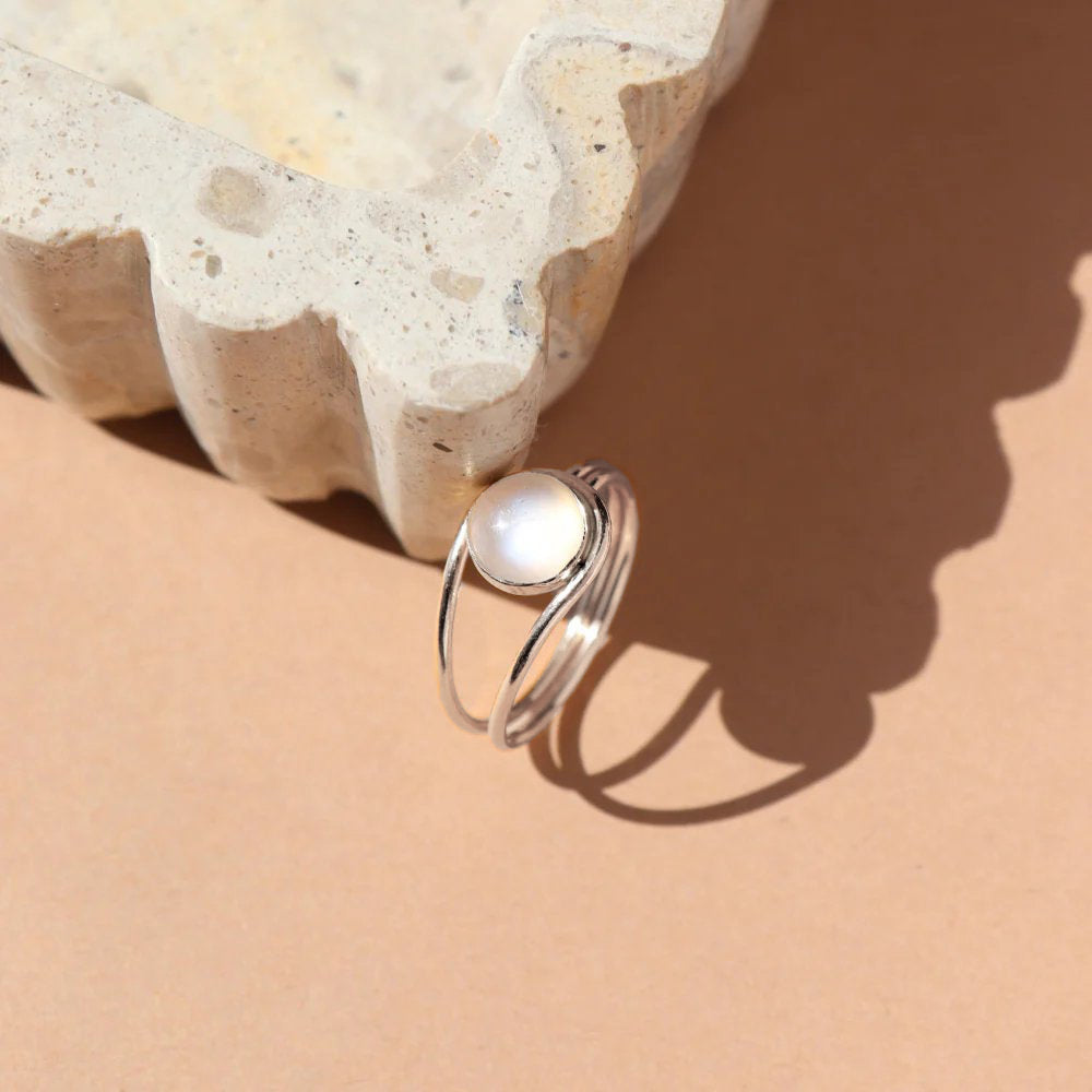 Moonstone Gemstone Ring - Sterling Silver