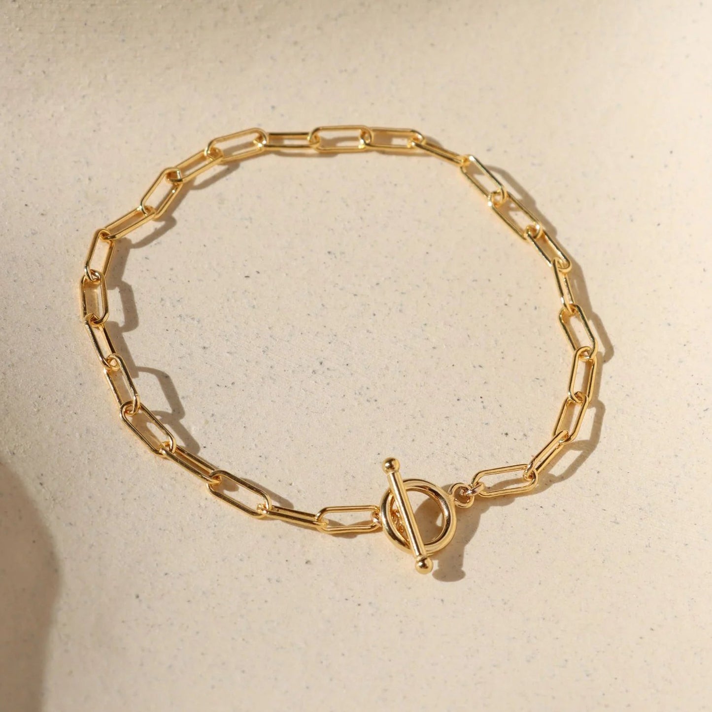 ‘Arden Toggle’ Paperclip Chain Bracelet - Gold Filled