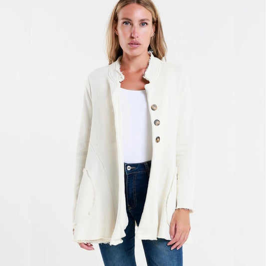Jane French Terry Cozy Jacket - Cream