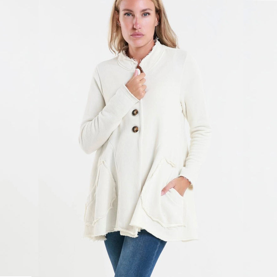 Jane French Terry Cozy Jacket - Cream