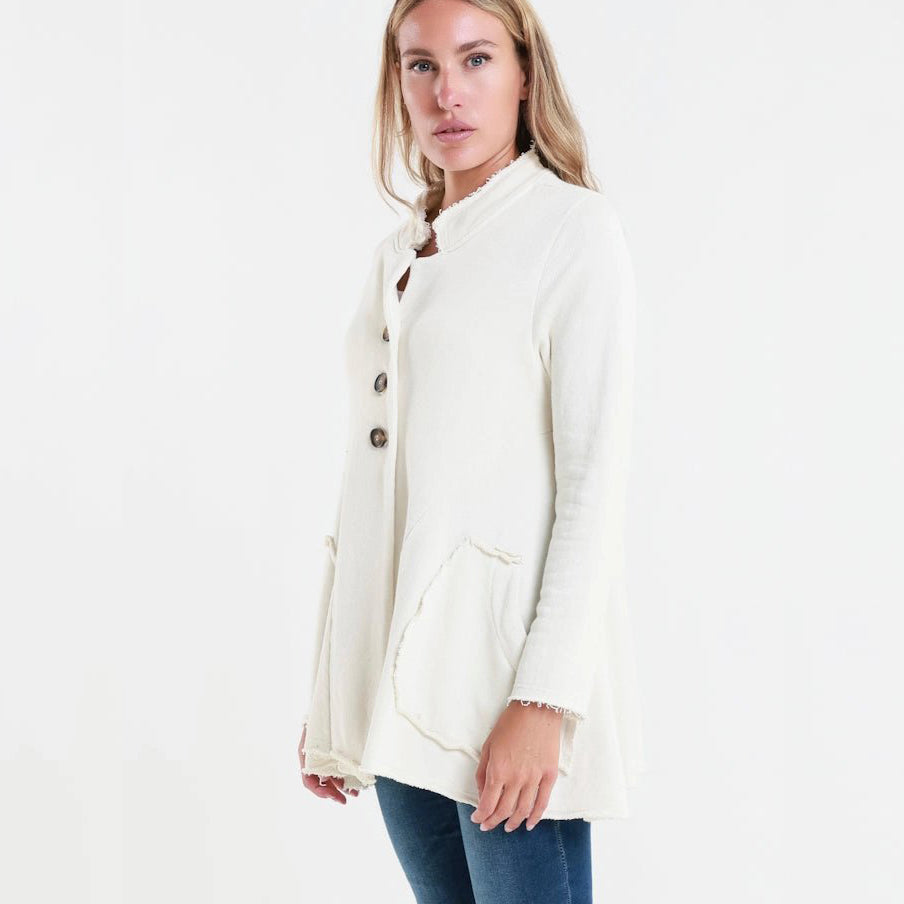 Jane French Terry Cozy Jacket - Cream
