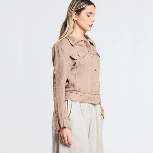 Jill Linen ‘Jeans' Jacket - Camel