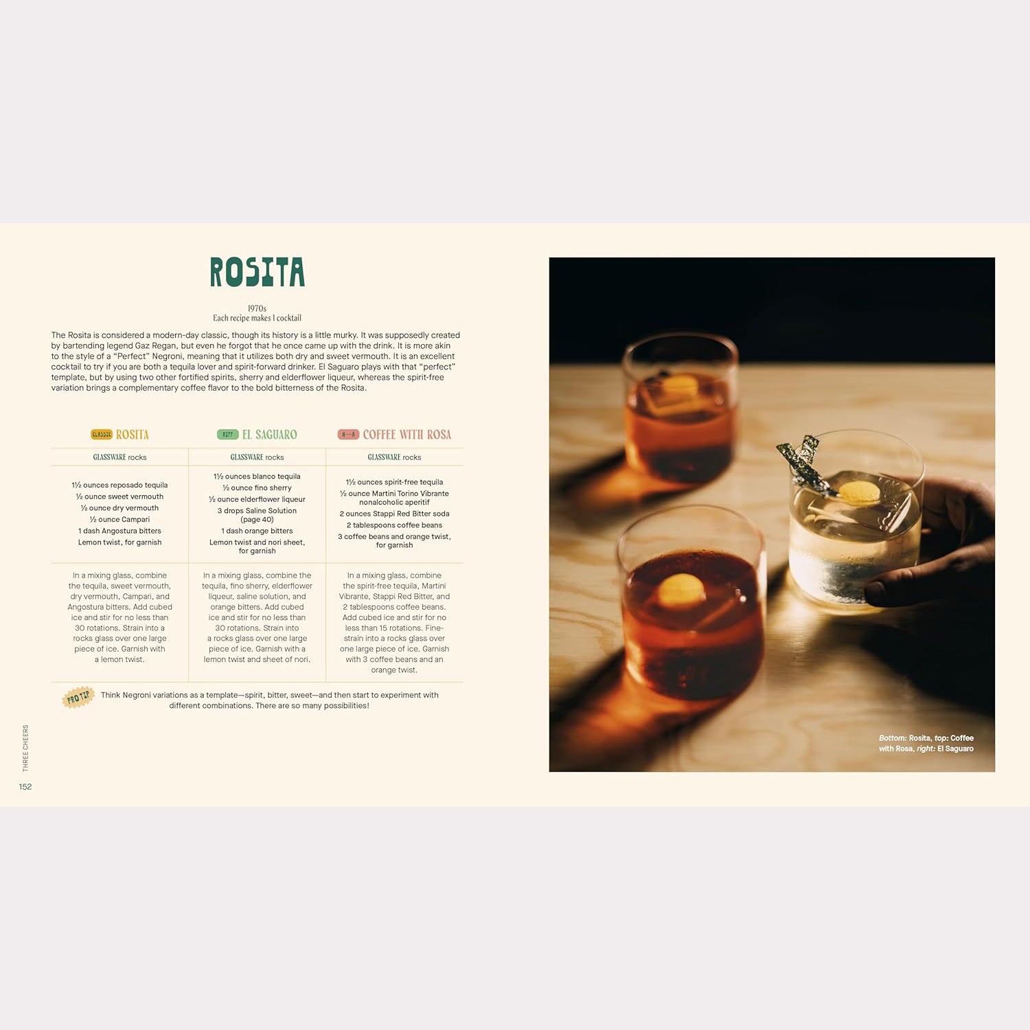 Three Cheers: Cocktails Three Ways: Classics, Riffs, and Zero-Proof Sips