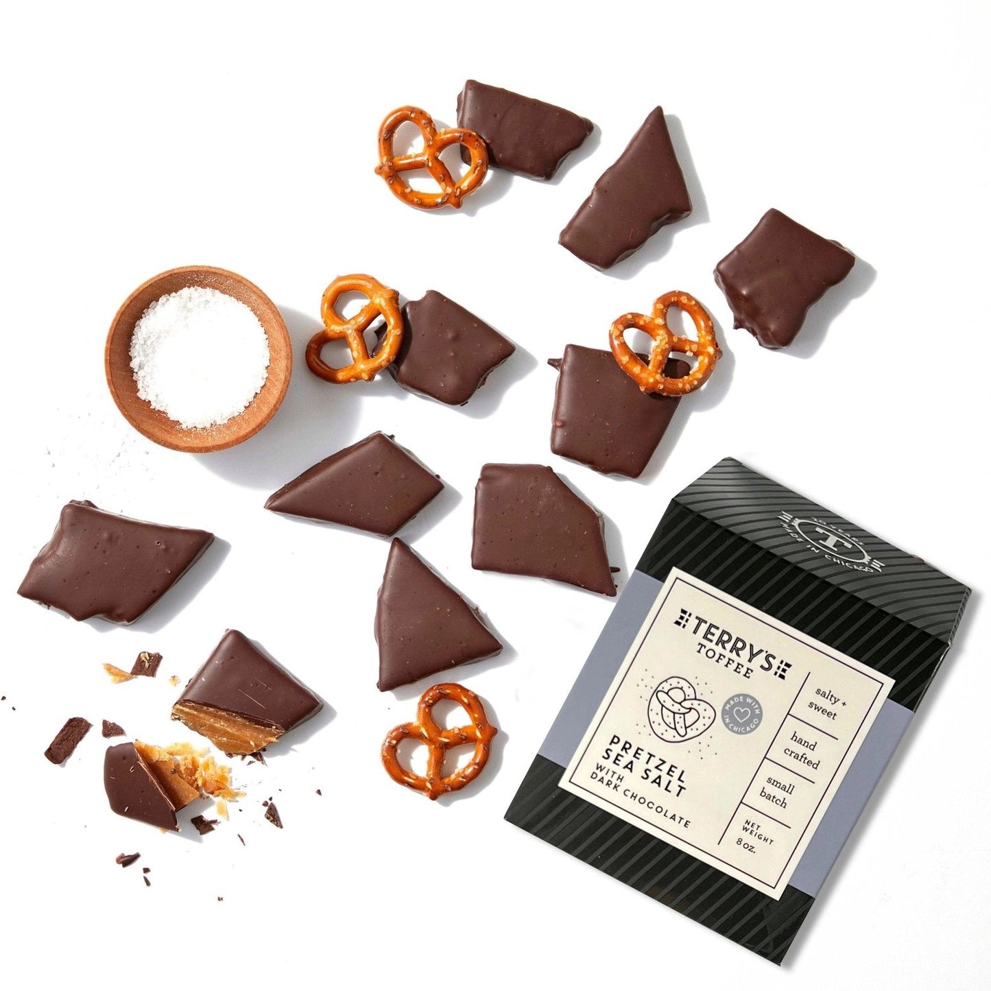 Pretzel + Sea Salt Toffee with Dark Chocolate