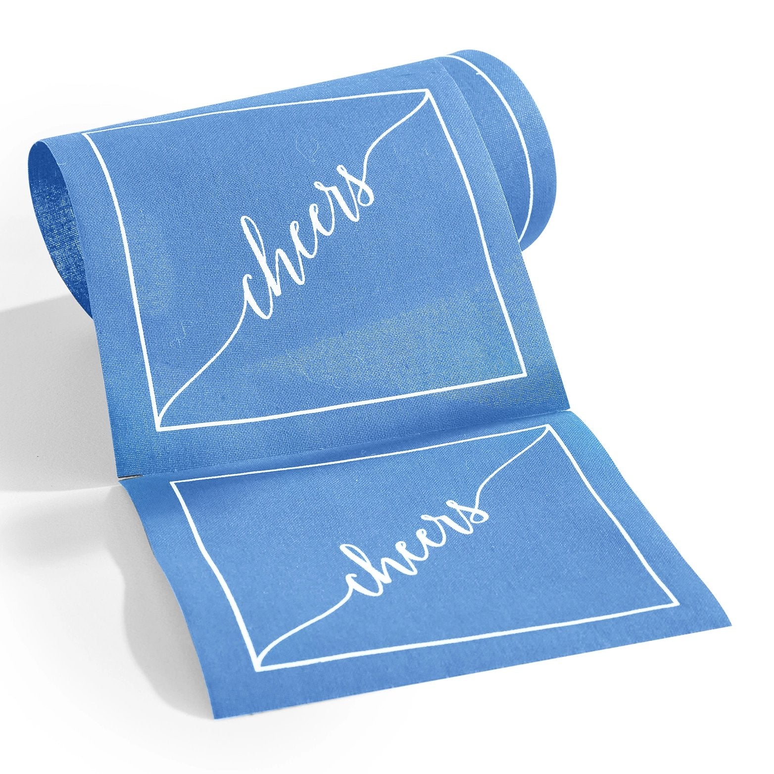 Cocktail Napkin Roll - Mid Blue “Cheers”