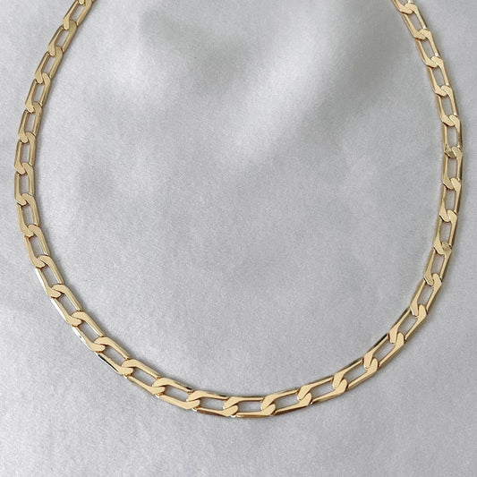 Gold Filled Chunky Flat Curb Chain Necklace