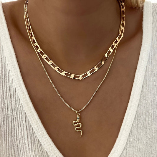 Gold Filled Chunky Flat Curb Chain Necklace