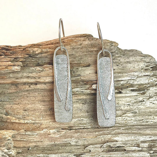 Sterling Silver Textured Drop Earrings