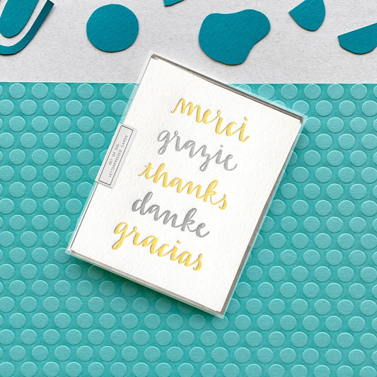 Thank You Multi Language - 6 Letterpress Cards (Boxed Set)