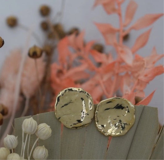 Brass Thea Disc Stud Earrings