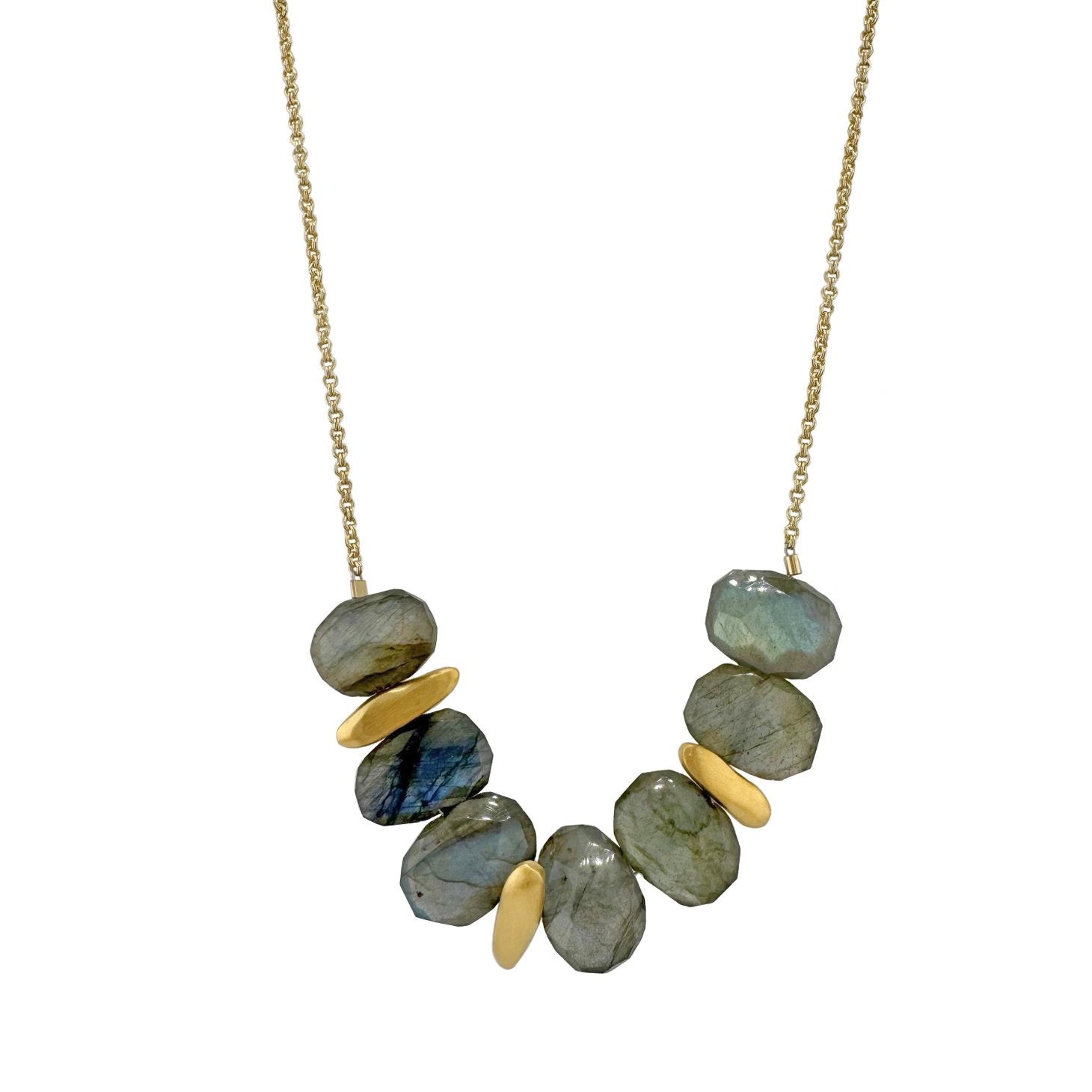 Faceted Labradorite + Gold Vermeil Nugget Statement Necklace