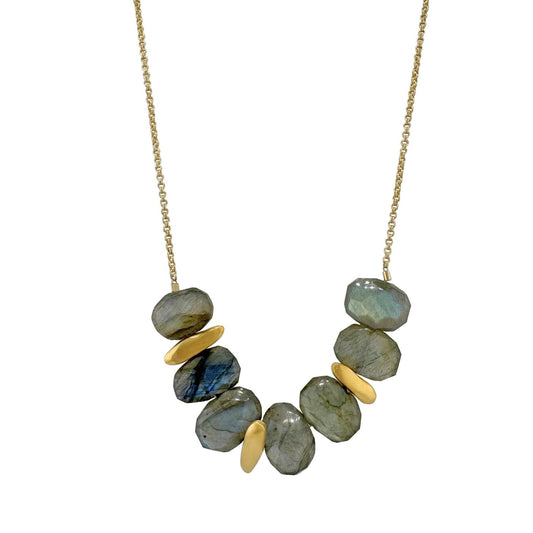 Faceted Labradorite + Gold Vermeil Nugget Statement Necklace