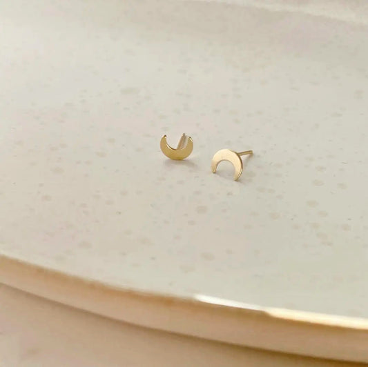 Tiny Moon Stud Earrings