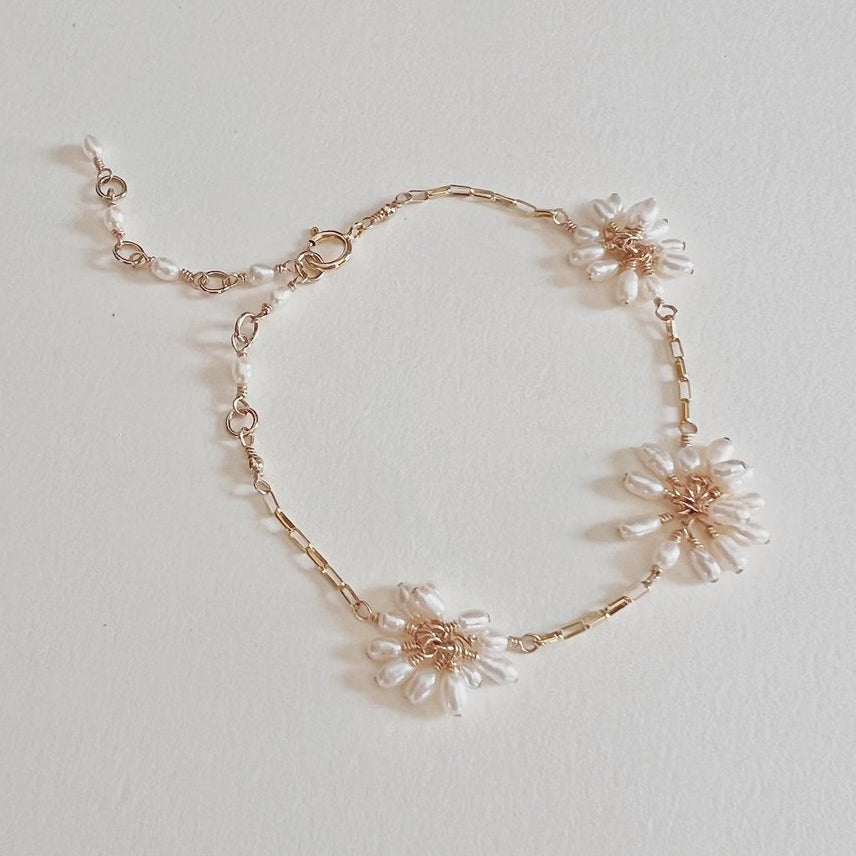 Triple Pearl Fleurette Bracelet