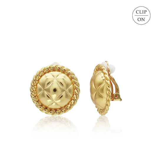 Tufted Texture Clip-On Earrings - Gold