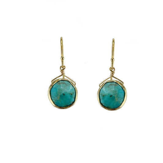 Turquoise Circle Dangle Earrings - Gold Vermeil