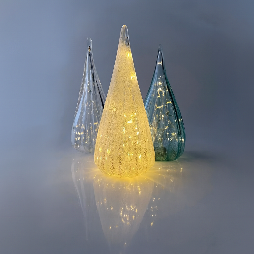 Decorative Blown Glass Twinkle Christmas Tree (select color)