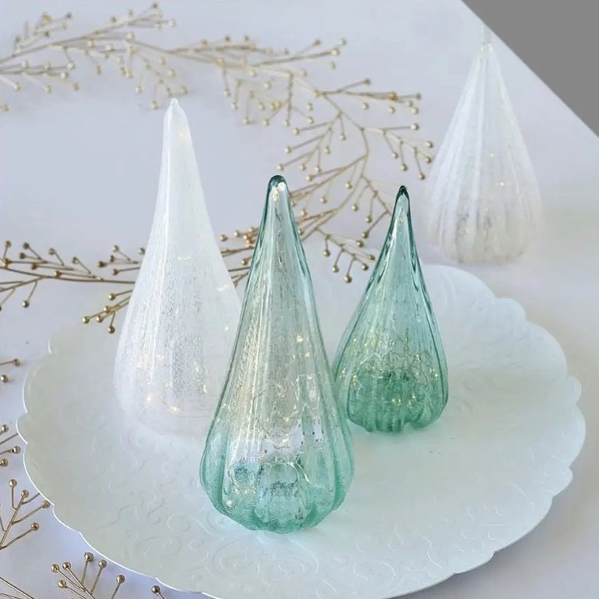 Decorative Blown Glass Twinkle Christmas Tree (select color)