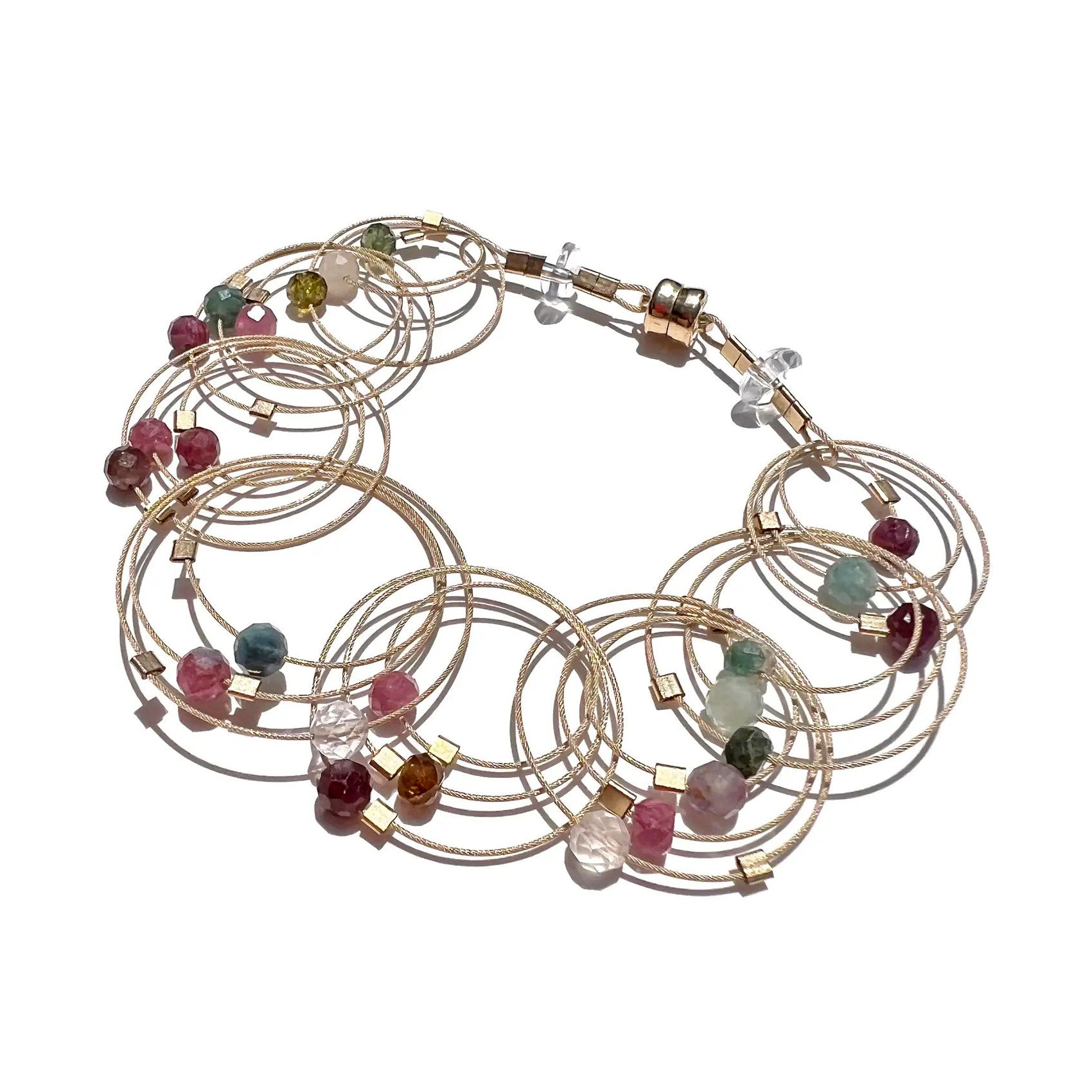 3-D Woven Cable 'Vertigo' Bracelet – Tourmaline/Gold
