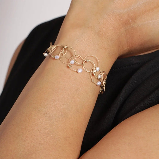 3-D Woven Cable 'Vertigo Mini' Bracelet – Pearl/Gold