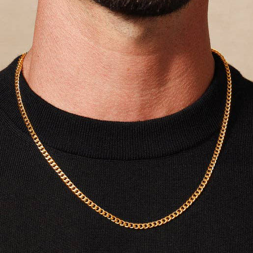 4mm Gold Plated Stainless Steel Cuban Chain Necklace (select size)