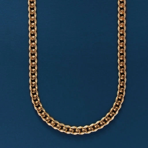 5mm Gold Plated Stainless Steel Bevel Cuban Chain (select size)
