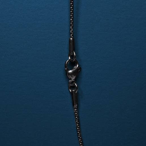 Black Ring Pendant on 3mm Venetian Round Box Chain Necklace (select size)