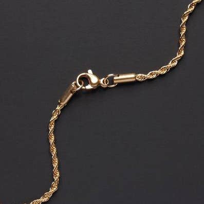 2.5mm Gold Plated Stainless Steel Rope Chain Necklace (select size)