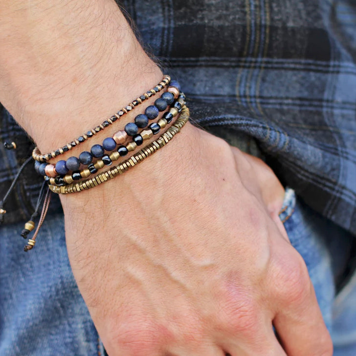 Raw Brass Triangles Beaded Bracelet