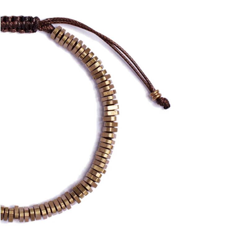Raw Brass Triangles Beaded Bracelet