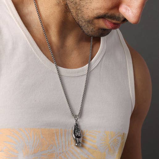 Stainless Steel Buddha Head Pendant Necklace
