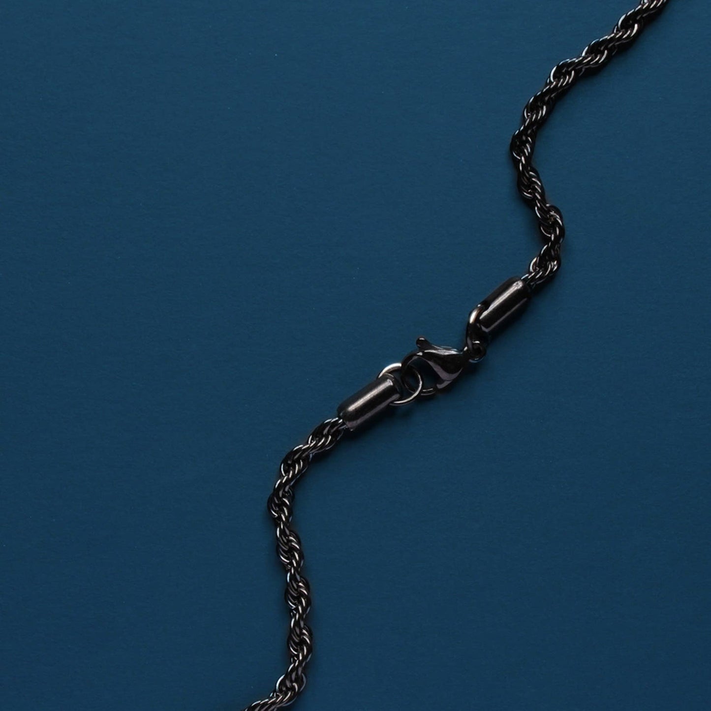 3mm Black Stainless Steel Rope Chain Necklace (select size)
