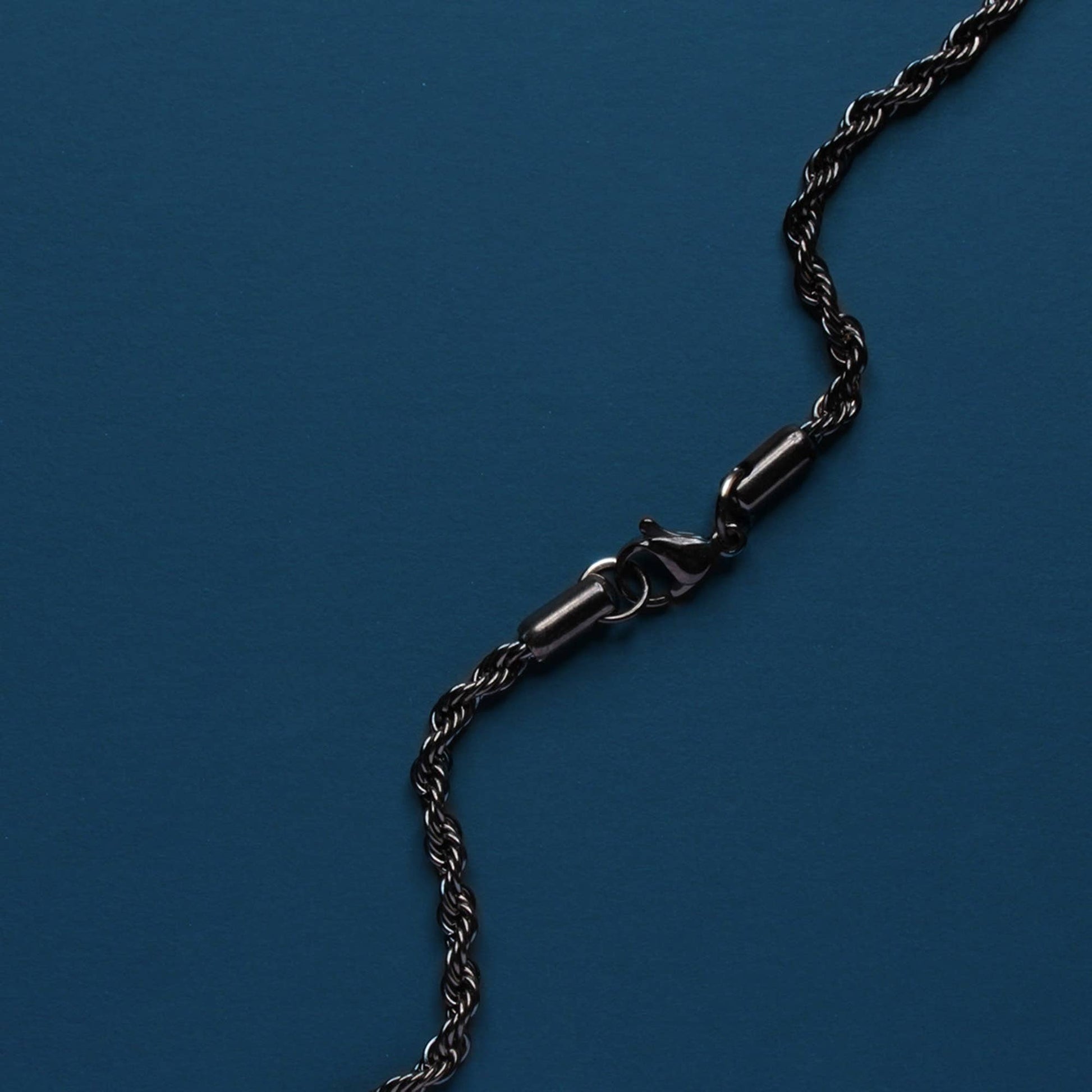 3mm Black Stainless Steel Rope Chain Necklace (select size)