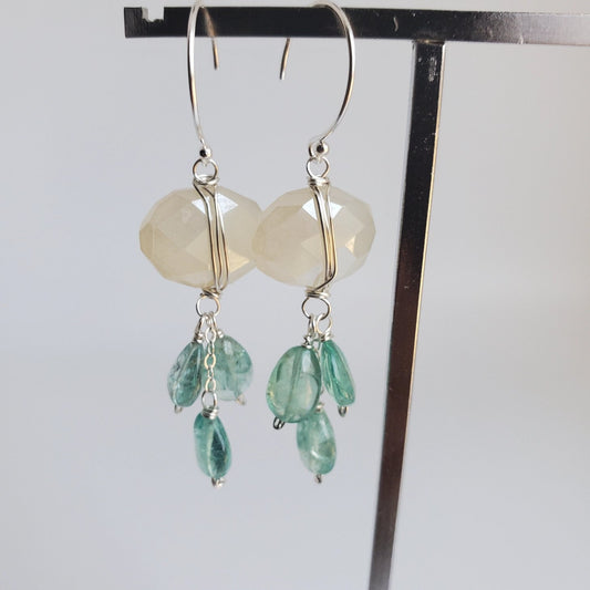 Waikiki Gemstone Cluster Earrings - Sterling Silver