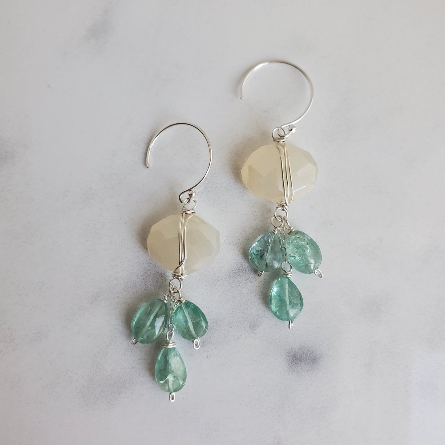 Waikiki Gemstone Cluster Earrings - Sterling Silver