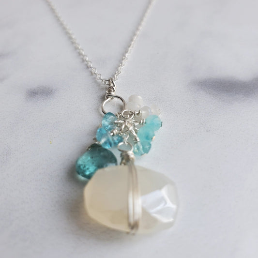 Waikiki Gemstone Cluster Necklace - Sterling Silver