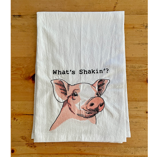 What's Shakin? - Embroidered Flour Sack Kitchen Towel