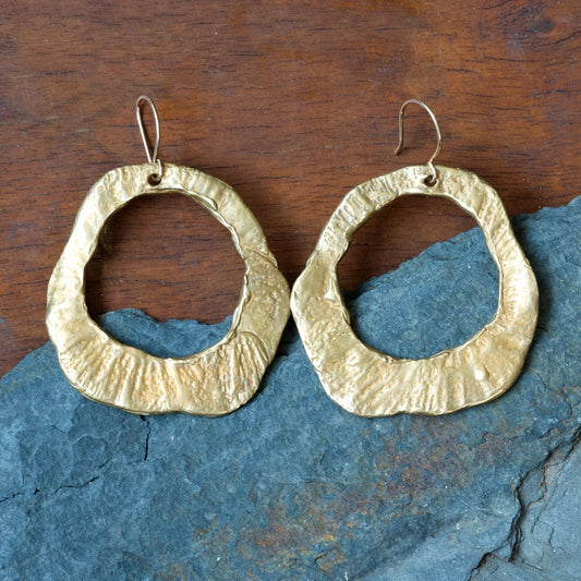 Brass Whirlpool Statement Dangle Earrings