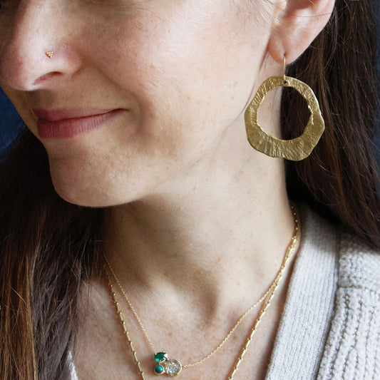 Brass Whirlpool Statement Dangle Earrings