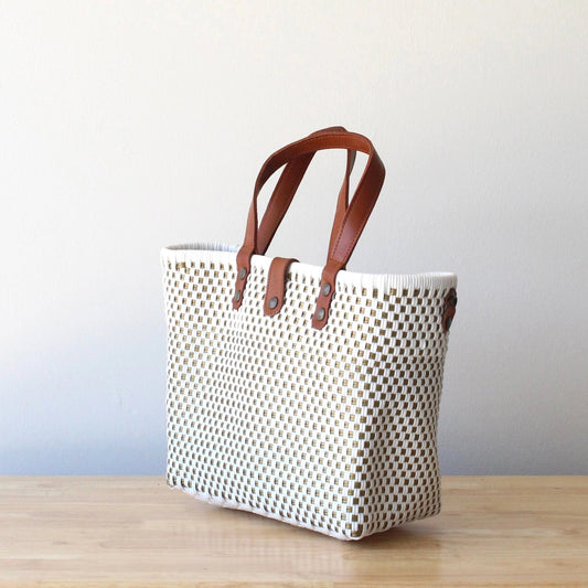 White + Gold Handwoven Crossbody Bag