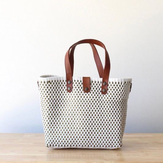 White + Gold Handwoven Crossbody Bag