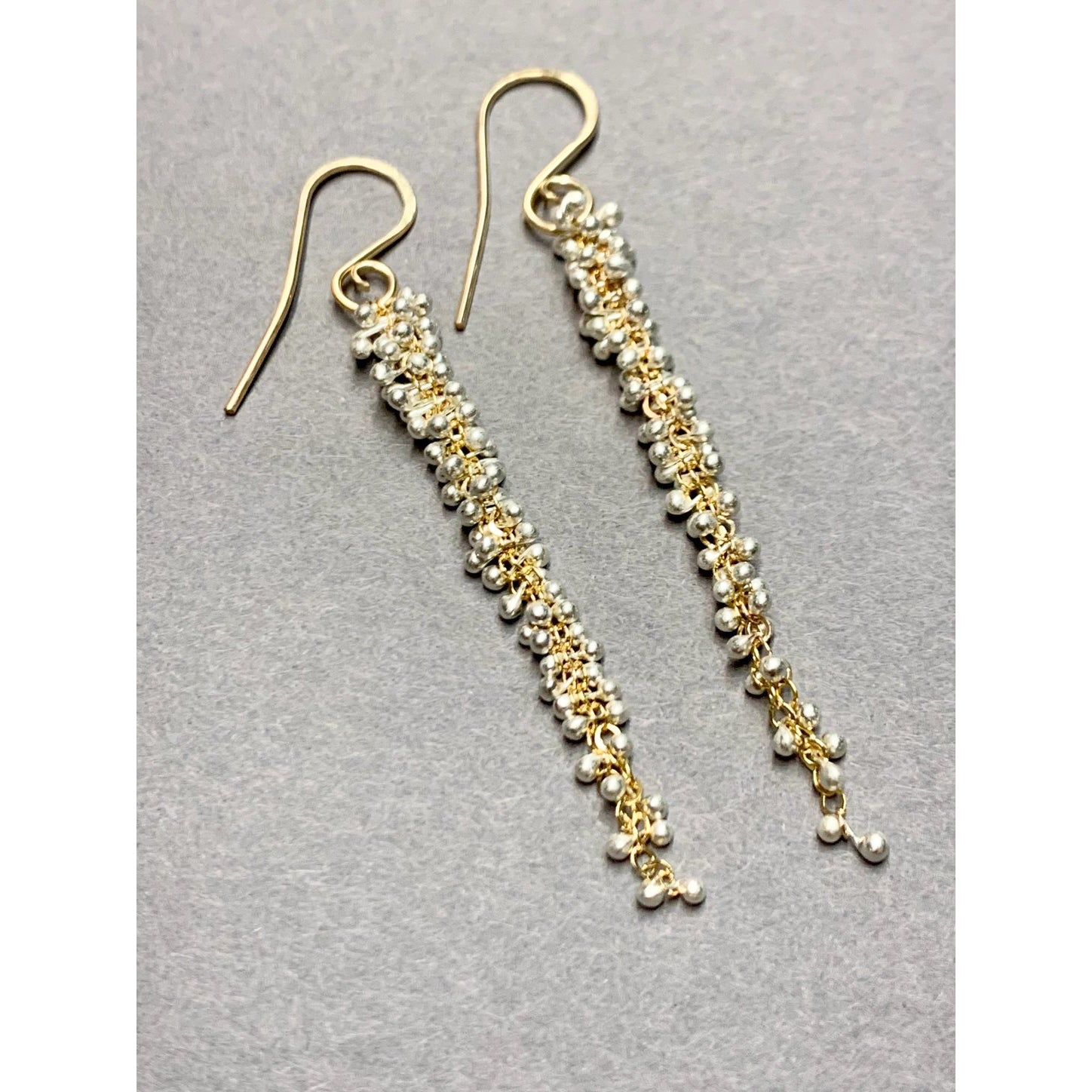 Long Wisteria Caviar Earrings - Gold Fill + Sterling Silver