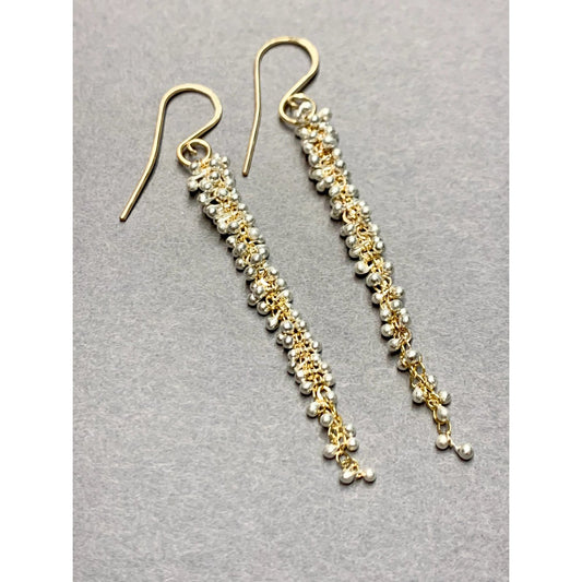 Long Wisteria Caviar Earrings - Gold Fill + Sterling Silver