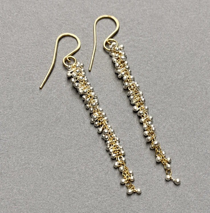 Long ‘Wisteria Caviar’ Earrings - Gold Fill + Sterling Silver