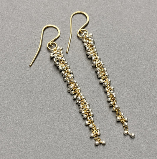 Long ‘Wisteria Caviar’ Earrings - Gold Fill + Sterling Silver