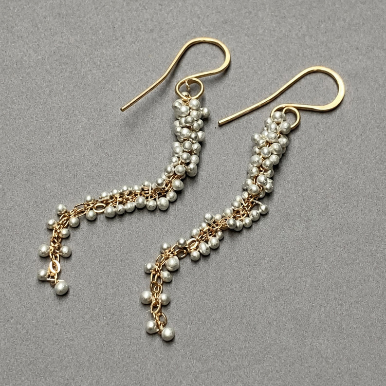 Long ‘Wisteria Caviar’ Earrings - Gold Fill + Sterling Silver