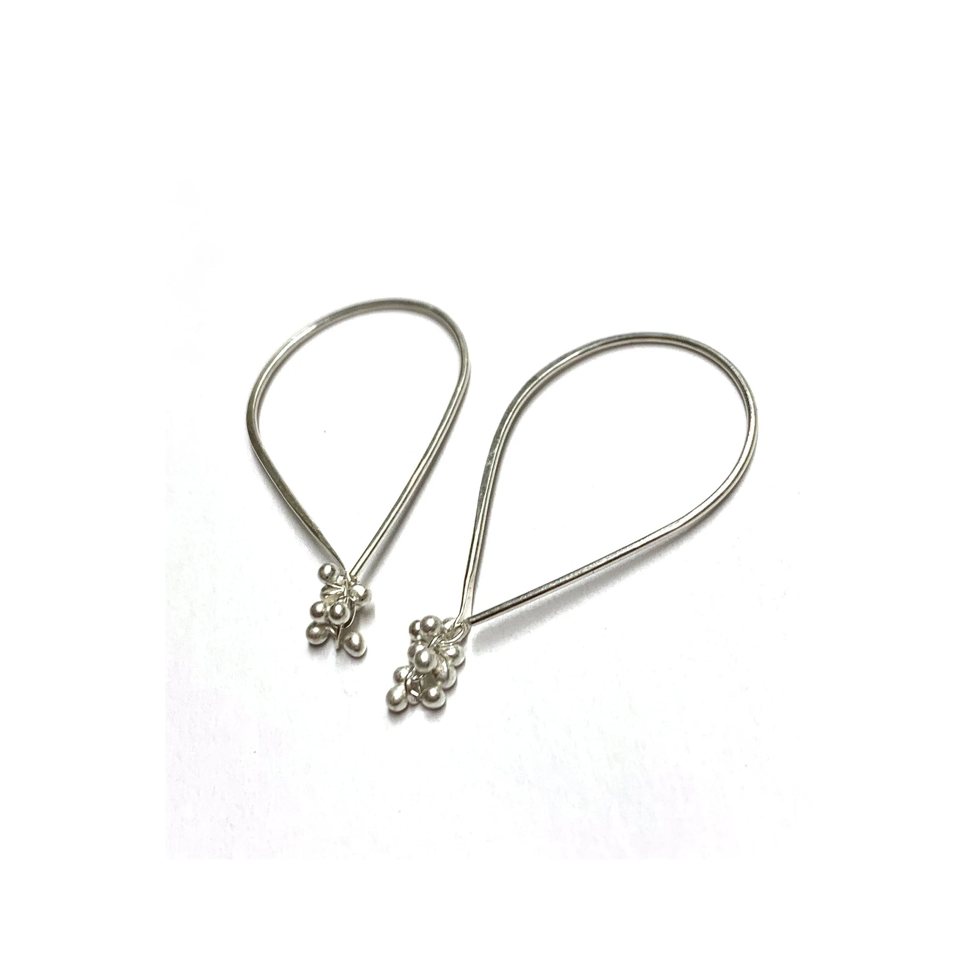 Caviar Cluster Teardrop Hoop Earrings - Sterling Silver