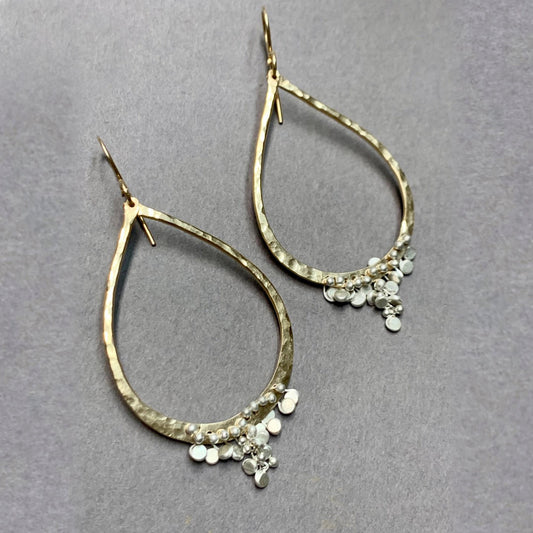Large Teardrop Confetti Earrings - Gold Fill + Sterling Silver